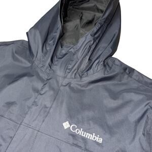 Columbia Jacket Mens Medium Black Omni-Tech Hooded Waterproof Shell Rain Coat